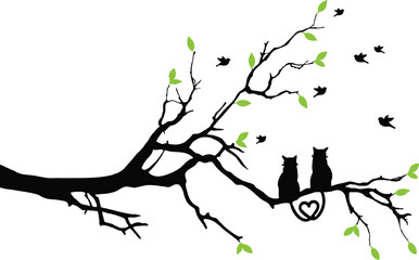 Beautiful Spring Flower and tree shilhoutte black Floral Vector Illustration © Ripon Sojib