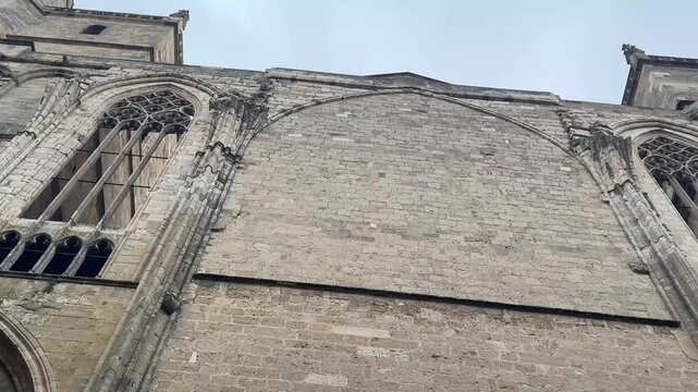 Towering Gothic Facade of the Cath&eacute;drale Saint Just et Saint Pasteur