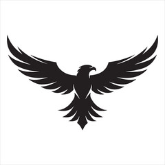 Fototapeta premium detailed black silhouette of flying eagle with spread wings