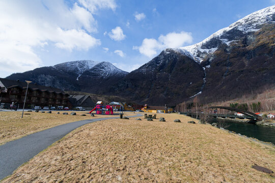 Fl&aring;m village in Norway, gateway to the fjords