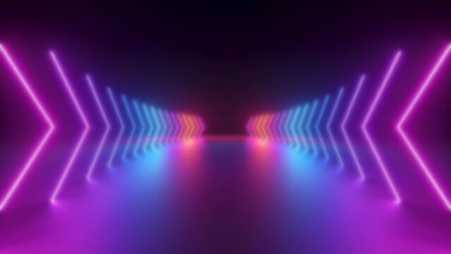 Neon Light Gradient Background with 3D Animation Effect