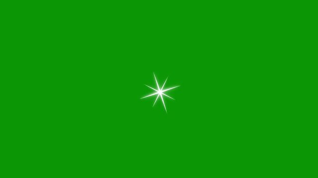 Dynamic Twinkling Star Animation with Fast Line Glitter Motion and Blinking White Cartoon Stars Animation Featuring Flat Vector Doodle Sparkle and 2D Shining Twinkle Effect for Green Backgrounds 4k