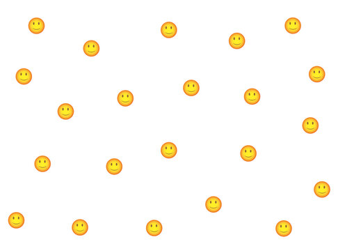 Seamless pattern with various yellow emoji faces and expressive smiles