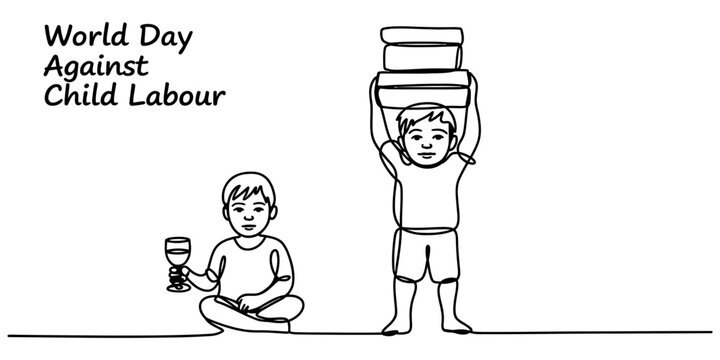 A symbolic line art illustration representing the world day against child labour awareness event