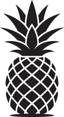 Obraz premium Stylized silhouette illustration of a single ripe pineapple fruit for crown and skin