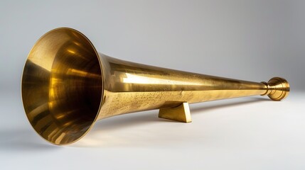 Obraz premium Golden Trumpet with Cone-Shaped Mouthpiece and Flat Base