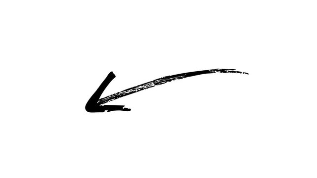 Arrow animation on a transparent background, Hand-drawn thin arrow graphic animation. Alpha channel.
