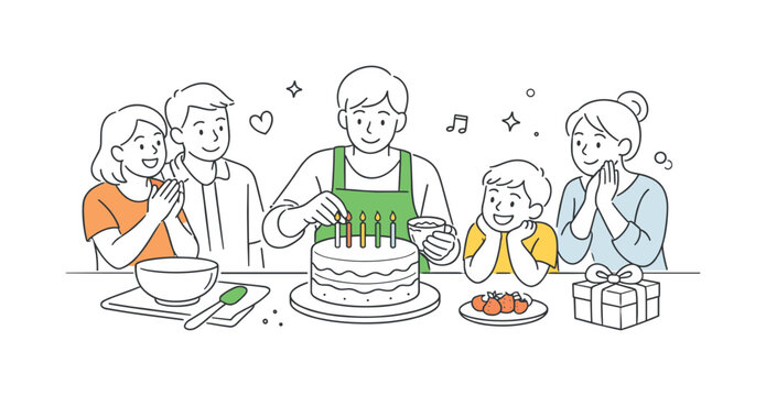 Individual preparing a birthday cake as part of a thoughtful celebration in a home environment, represented through a metaphor of a simple layered cake with candles and