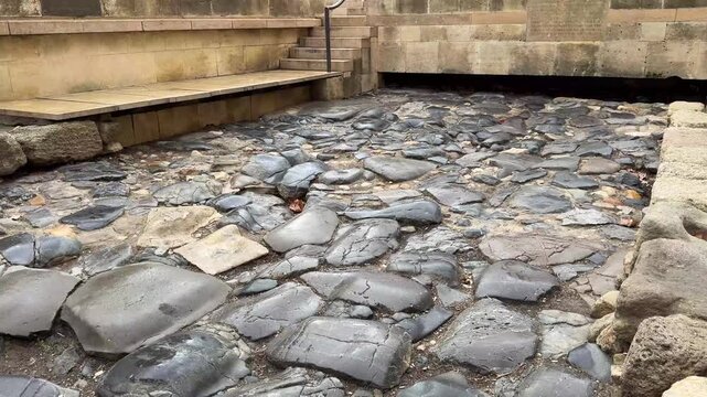 Ancient Roman Road Via Domitia in the City Center of Narbonne
