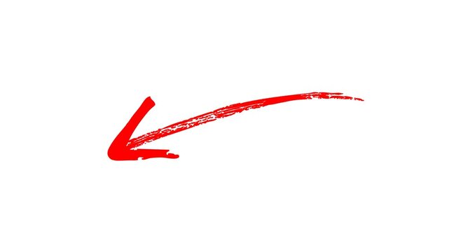 Arrow animation on a transparent background, Hand-drawn thin arrow graphic animation. Alpha channel.