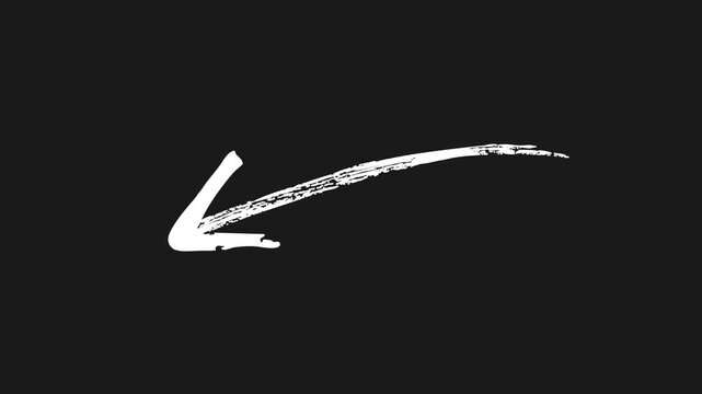 Arrow animation on a transparent background, Hand-drawn thin arrow graphic animation. Alpha channel.