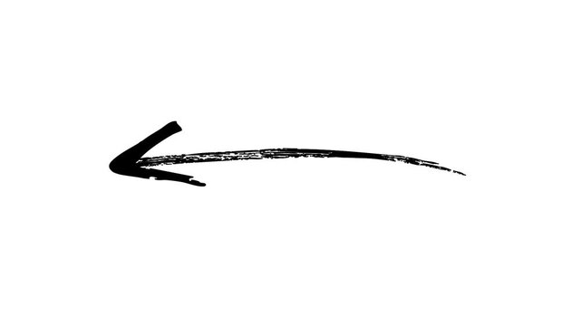 Arrow animation on a transparent background, Hand-drawn thin arrow graphic animation. Alpha channel.