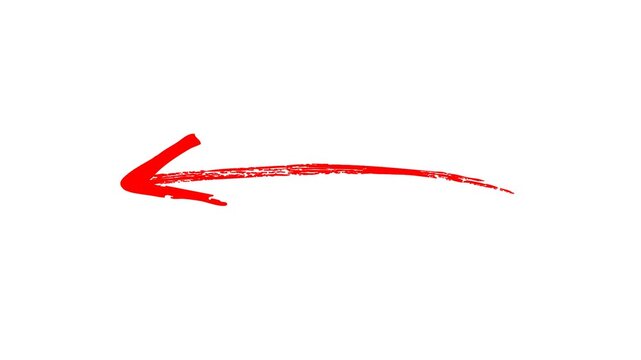 Arrow animation on a transparent background, Hand-drawn thin arrow graphic animation. Alpha channel.