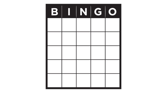 Empty bingo card template on dark background for games, education, and promotions