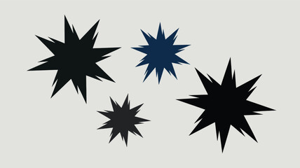 Obraz premium minimalist black starburst shapes on white background vector illustration