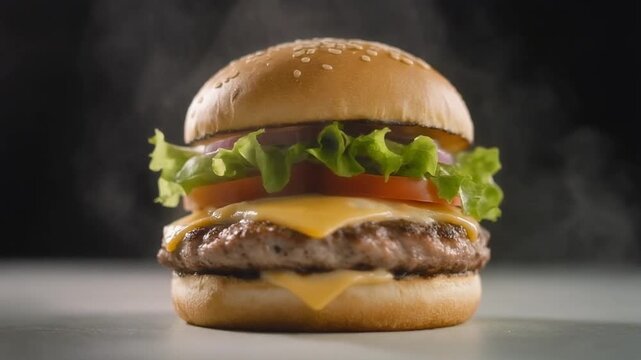hamburger on black background