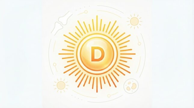 Vitamin D symbolizing sun exposure for strong bones and overall health, providing essential nutrients for human body and well being, promoting immunity