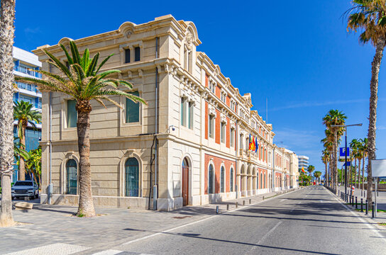 ADUANA custom building in Port of Alicante Puerto de Alicante seaport in old town Alicante city historical centre Casco Antiguo, Valencian Community, Spain