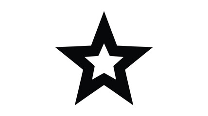 Obraz premium Black five-pointed star silhouette with white center on transparent background for branding and design