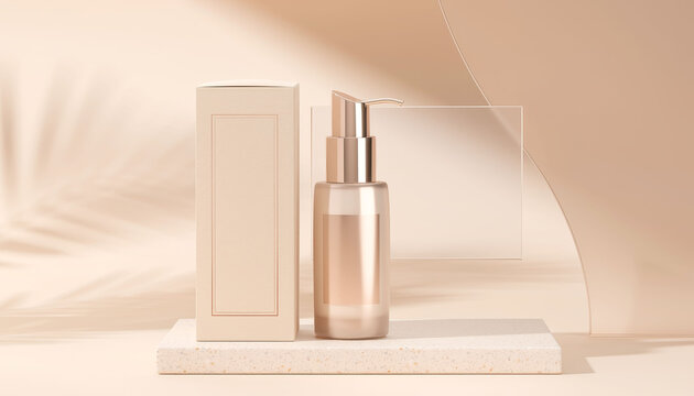 Maqueta de productos para marca cosm&eacute;tica.