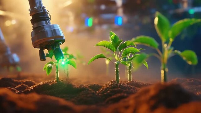 Robotic gardening: automated technology nurturing young plants in soil