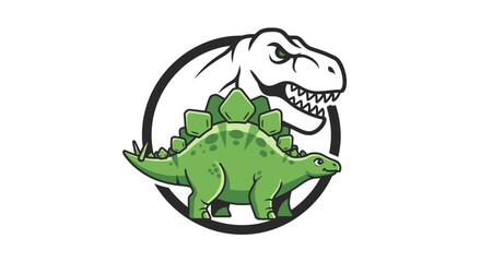 Fototapeta premium Dinosaur logo with green and white illustration.