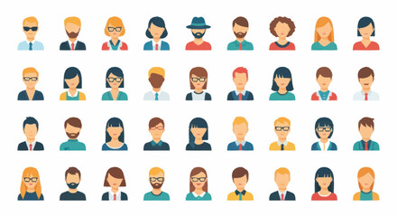 Fototapeta premium Diverse Group of People Avatar Icons Representing Community.