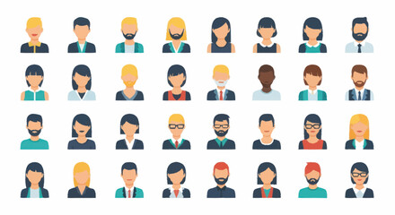 Fototapeta premium Diverse Group of People Icons Representing Different Professions and Genders.