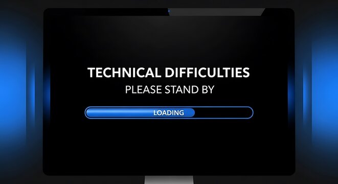 Experiencing technical difficulties with loading issues on a computer screen display