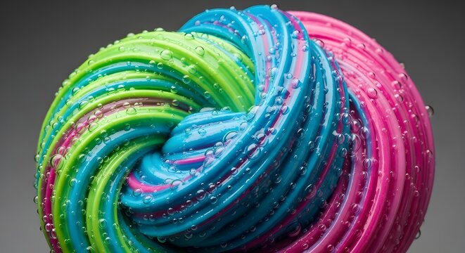 Vibrant Glossy Slime Texture, Close-Up Macro, Translucent Folds and Bubbles, Wet Stretchy Surface, Isolated on White, 32K Ultra HD