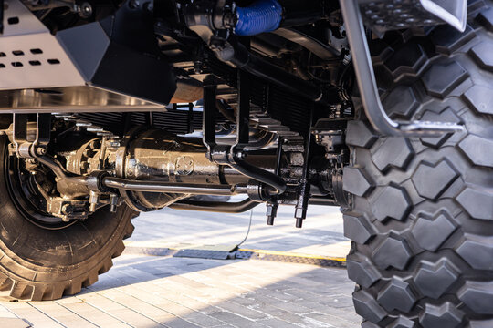 Military equipment and army equipment.. Detailed evaluation of structural components in commercial and military vehicles. Thorough assessment focusing on key structural features of trucks
