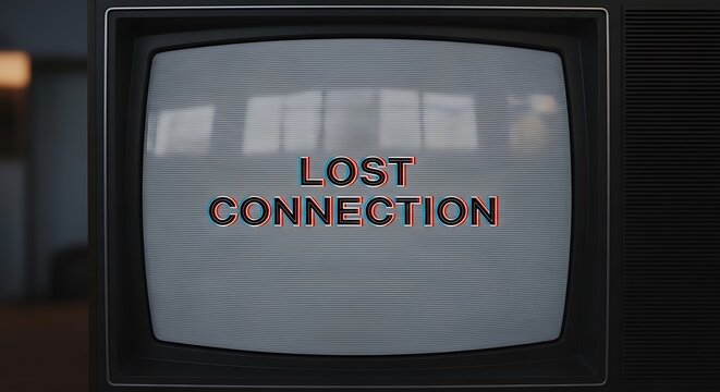 The visual depiction of a lost connection issue on an outdated television screen with pixelation