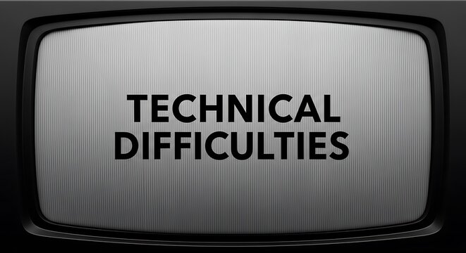 The depiction of technical difficulties displayed on an old-fashioned television screen