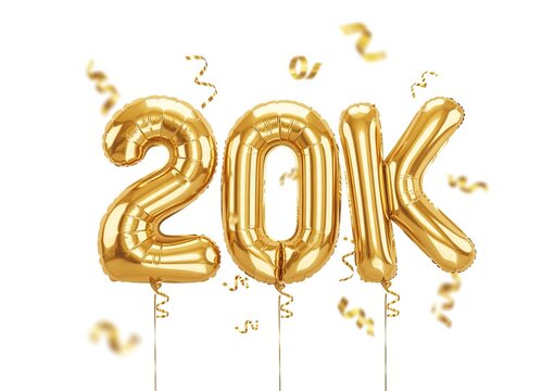 Gold 20k balloons with confetti celebration twenty thousand gold balloons number balloons
