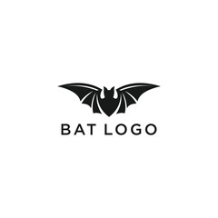 Fototapeta premium Bat Logo Design Black Silhouette Flying Animal Icon