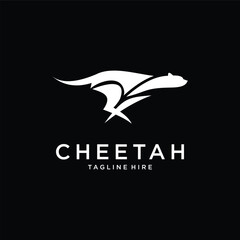 Obraz premium Cheetah logo design featuring a fast running animal silhouette on a black background. vector logo design. vector eps 10