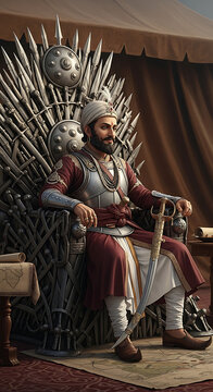 Chhatrapati Shivaji Maharaj on Royal Throne | Maratha Empire King, Warrior Portrait, Historical Artwork, 4K