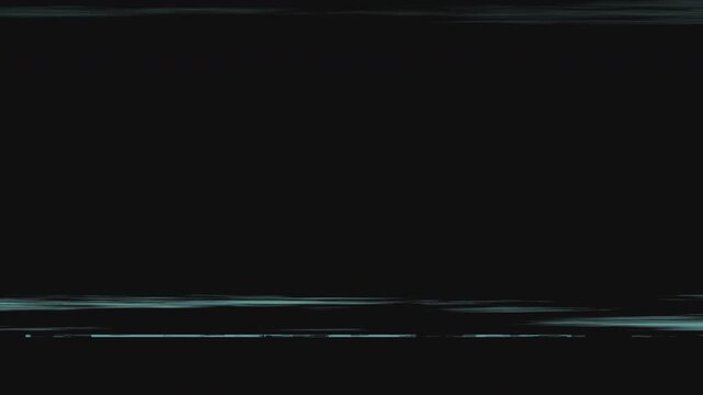 VHS noise glitch overlay texture with blue static lines and distortion, video effect with TV screen glitch lines on alpha channel