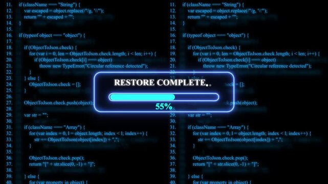 Programming code with restore complete progress bar
