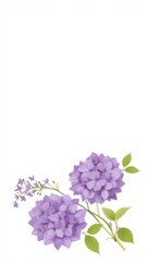 Fototapeta premium Purple lavender flowers in a simple arrangement, with a hint of green leaves. Ideal as a colorful decoration or centerpiece for special events.