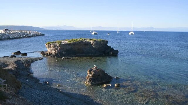 Idyllic Tabarca Island Alicante &ndash; Rocky Beaches and Boats Mediterranean Sea