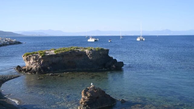 Beautiful Tabarca Island Alicante &ndash; Turquoise Sea, Rocky Shore and Boats