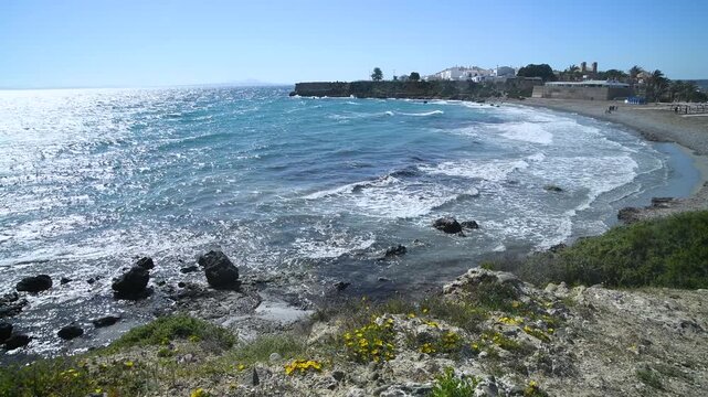 Beautiful Mediterranean Coastline Tabarca Island Alicante Spain - Tsunami alert in the Mediterranean Sea