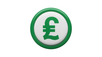 Fototapeta premium Green pound symbol button isolated on transparent background