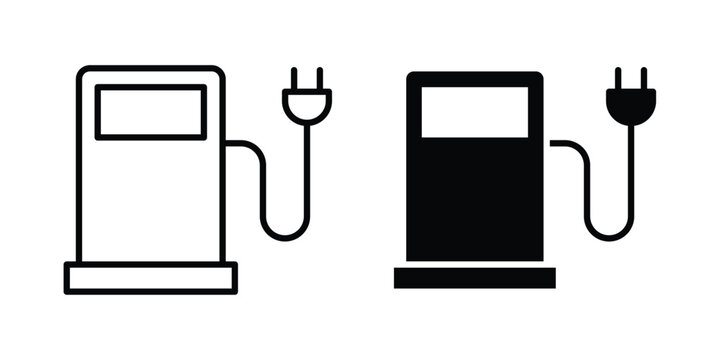 Charging station icon Outline Style. Vector Illustration in flat For Graphic Design