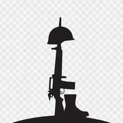 Naklejka premium the Fallen Soldier Battle Cross. Vector silhouette