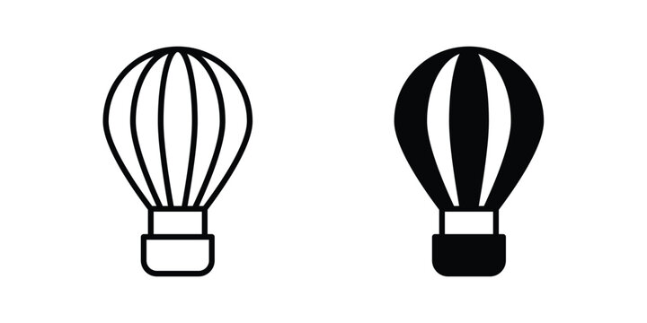 Hot air balloon icon Outline Style. Vector Illustration in flat For Graphic Design