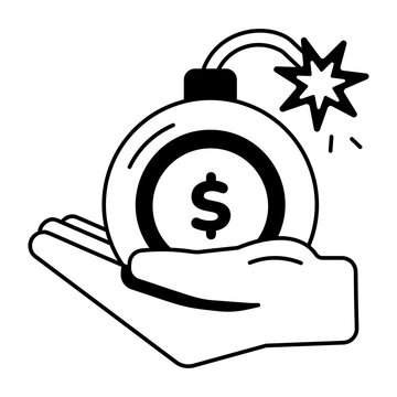 A glyph style icon depicting debt