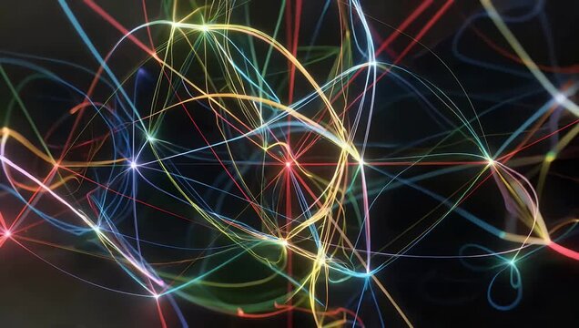Conceptual 4K Art Installation of Thousands of Suspended Threads Representing Quantum Fields and Their Complex Interconnectivity within Digital Universe Visualization