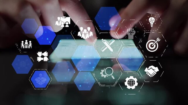 Innovation icons show creativity, teamwork, and project development. Innovation helps organizations design solutions, build strategy, and grow with new business opportunities. Funnel